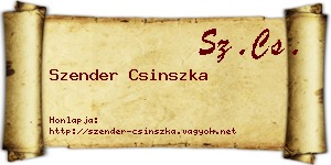 Szender Csinszka névjegykártya